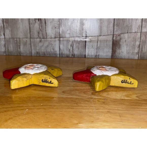 Set 2 Midwest of Cannon Falls Folk Art Santa Head Gold Star Magnets Eddie Walker - Picture 3 of 3